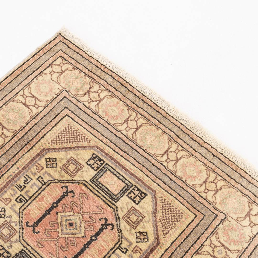 Oriental Turkish Runner Rug Handmade Wool On Cotton Kayseri 92 X 187 Cm - 3' 1'' X 6' 2'' Sand C007