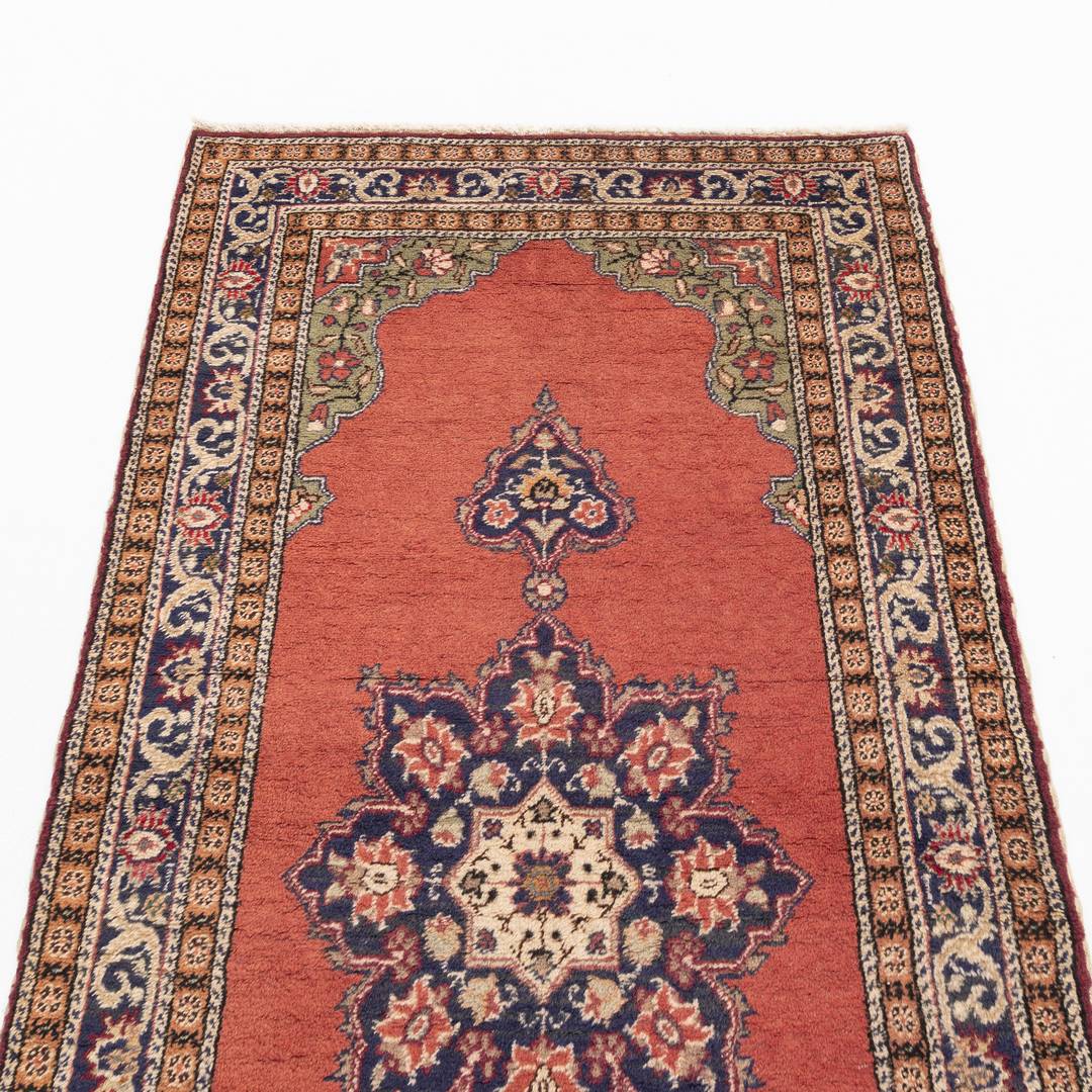 Oriental Turkish Runner Rug Handmade Wool On Cotton Kayseri 92 X 188 Cm - 3' 1'' X 6' 3'' Red C014