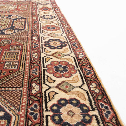 Oriental Turkish Runner Rug Handmade Wool On Cotton Kayseri 94 X 188 Cm - 3' 2'' X 6' 3'' Brown C005