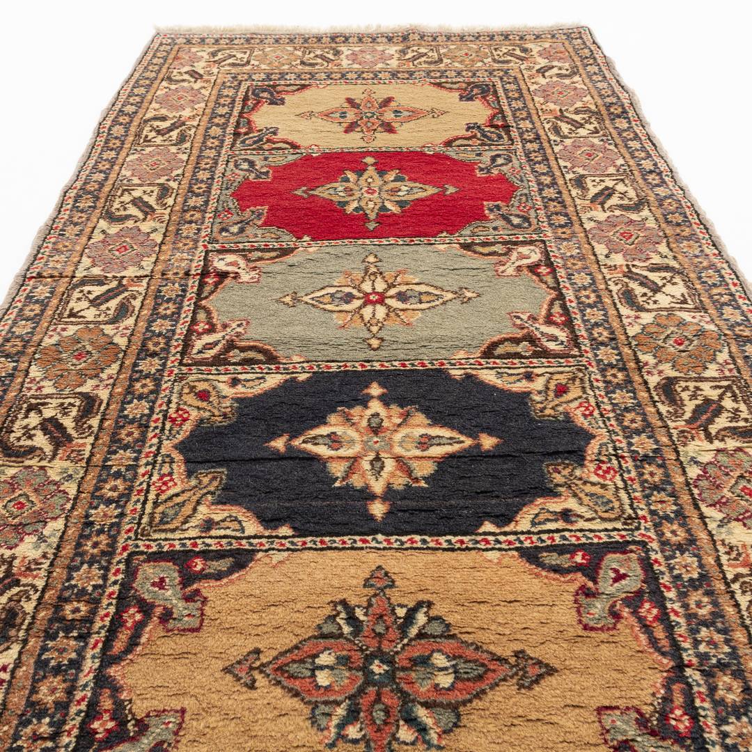 Oriental Turkish Runner Rug Handmade Wool On Cotton Kayseri 94 X 200 Cm - 3' 2'' X 6' 7'' Stone C009