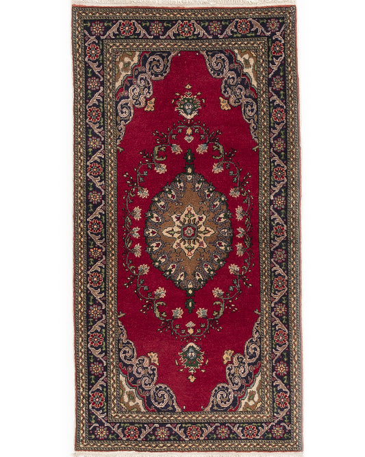 Oriental Turkish Runner Rug Handmade Wool On Cotton Kayseri 97 X 187 Cm - 3' 3'' X 6' 2'' Red C014