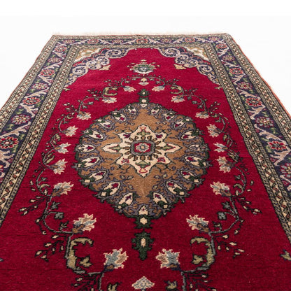 Oriental Turkish Runner Rug Handmade Wool On Cotton Kayseri 97 X 187 Cm - 3' 3'' X 6' 2'' Red C014