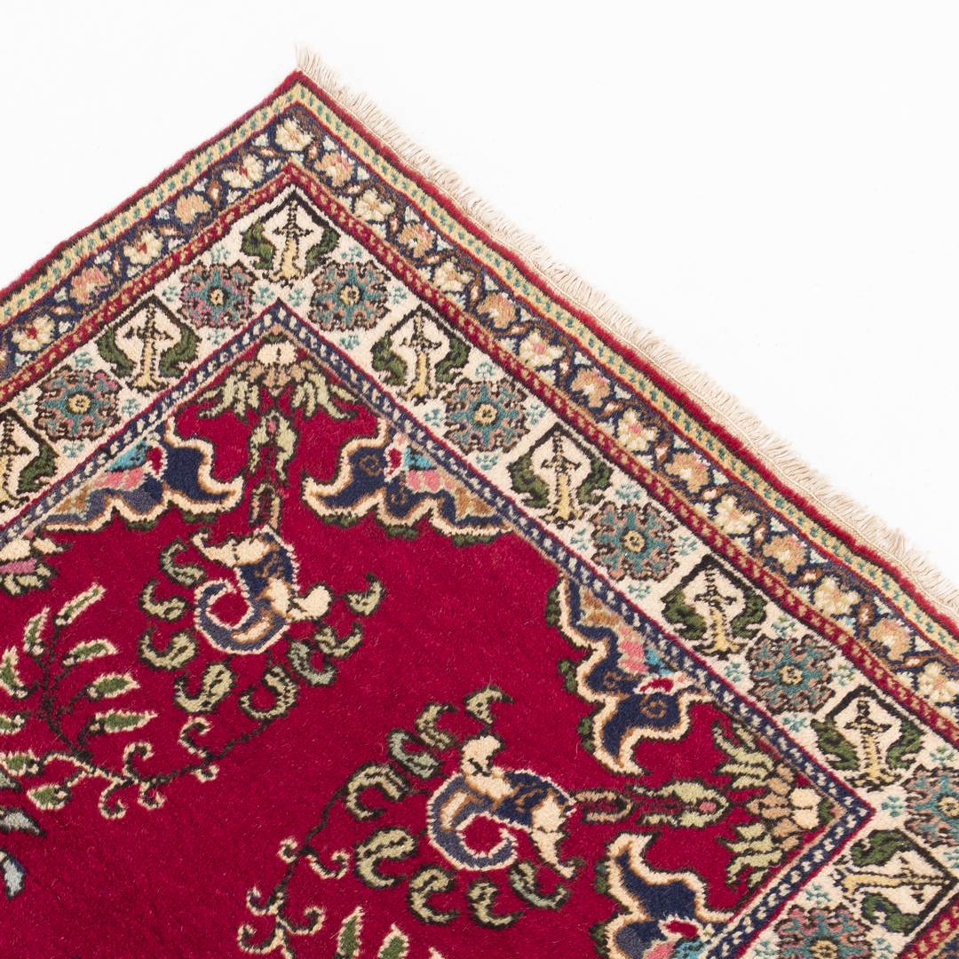 Oriental Turkish Runner Rug Handmade Wool On Cotton Kayseri 97 X 193 Cm - 3' 3'' X 6' 4'' Fuchsia C020