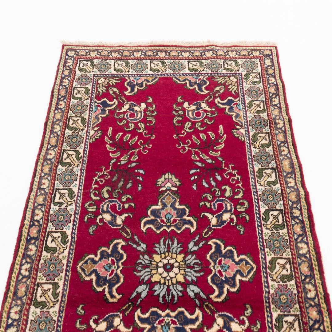 Oriental Turkish Runner Rug Handmade Wool On Cotton Kayseri 97 X 193 Cm - 3' 3'' X 6' 4'' Fuchsia C020