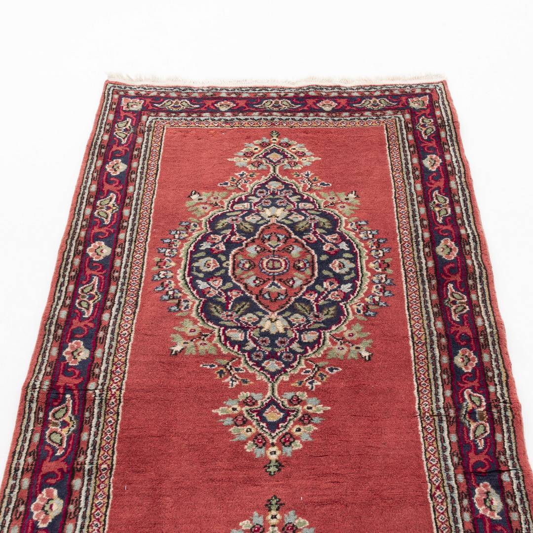 Oriental Turkish Runner Rug Handmade Wool On Cotton Ladik 91 X 343 Cm - 3' X 11' 4'' Red C014