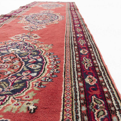 Oriental Turkish Runner Rug Handmade Wool On Cotton Ladik 91 X 343 Cm - 3' X 11' 4'' Red C014