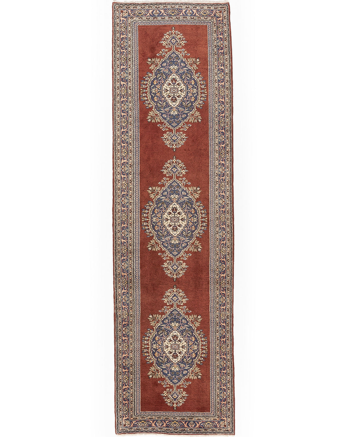 Oriental Turkish Runner Rug Handmade Wool On Cotton Ladik 95 X 342 Cm - 3' 2'' X 11' 3'' Red C014