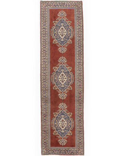 Oriental Turkish Runner Rug Handmade Wool On Cotton Ladik 95 X 342 Cm - 3' 2'' X 11' 3'' Red C014