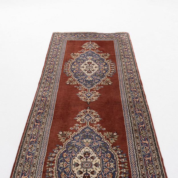 Oriental Turkish Runner Rug Handmade Wool On Cotton Ladik 95 X 342 Cm - 3' 2'' X 11' 3'' Red C014