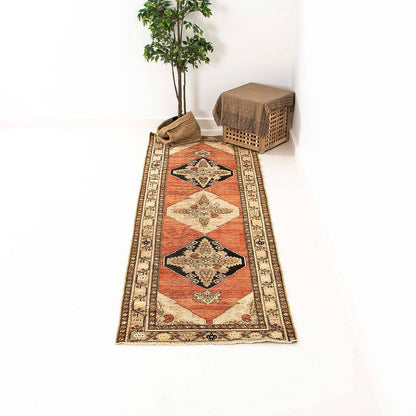 Oriental Turkish Runner Rug Handmade Wool On Wool Anatolia 105 X 333 Cm - 3' 6'' X 11' Red C014