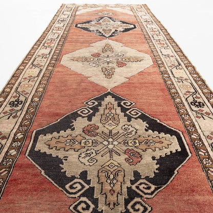 Oriental Turkish Runner Rug Handmade Wool On Wool Anatolia 105 X 333 Cm - 3' 6'' X 11' Red C014