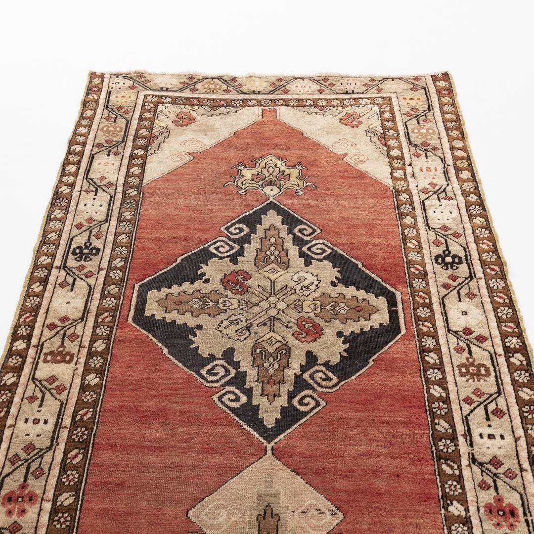 Oriental Turkish Runner Rug Handmade Wool On Wool Anatolia 105 X 333 Cm - 3' 6'' X 11' Red C014