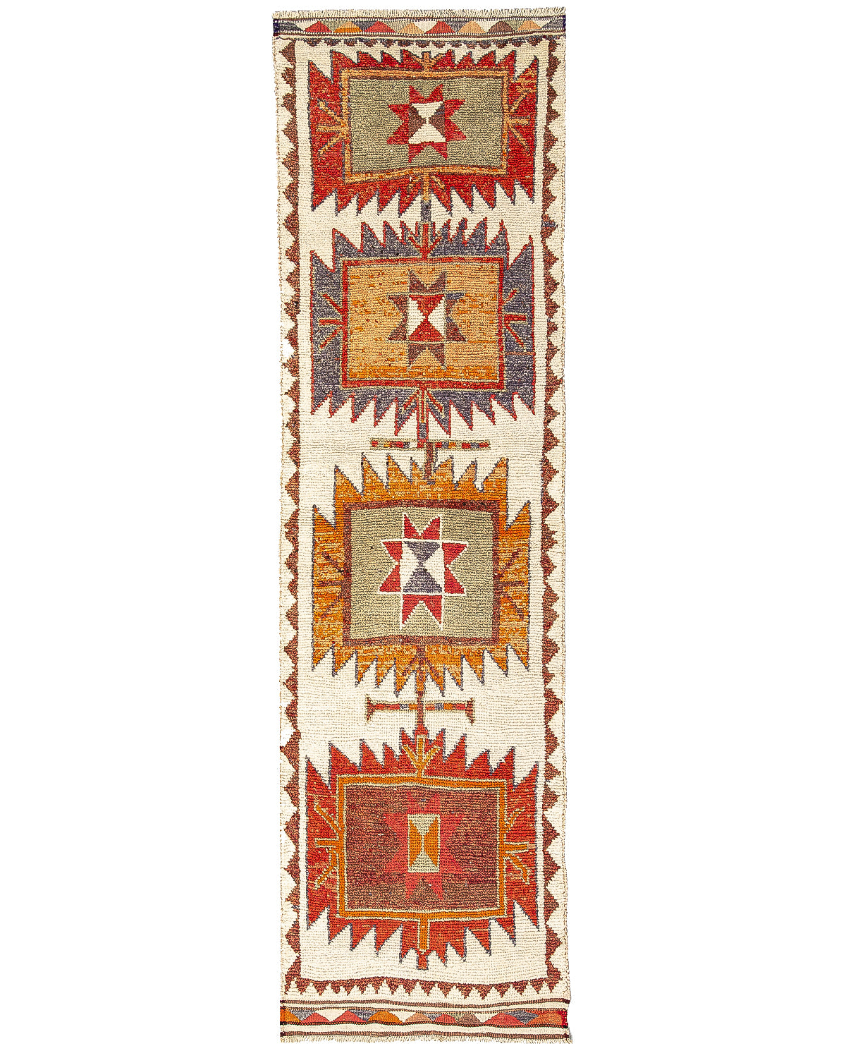 Oriental Turkish Runner Rug Handmade Wool On Wool Anatolia 357 X 98 Cm - 11' 9'' X 3' 3'' Orange C011