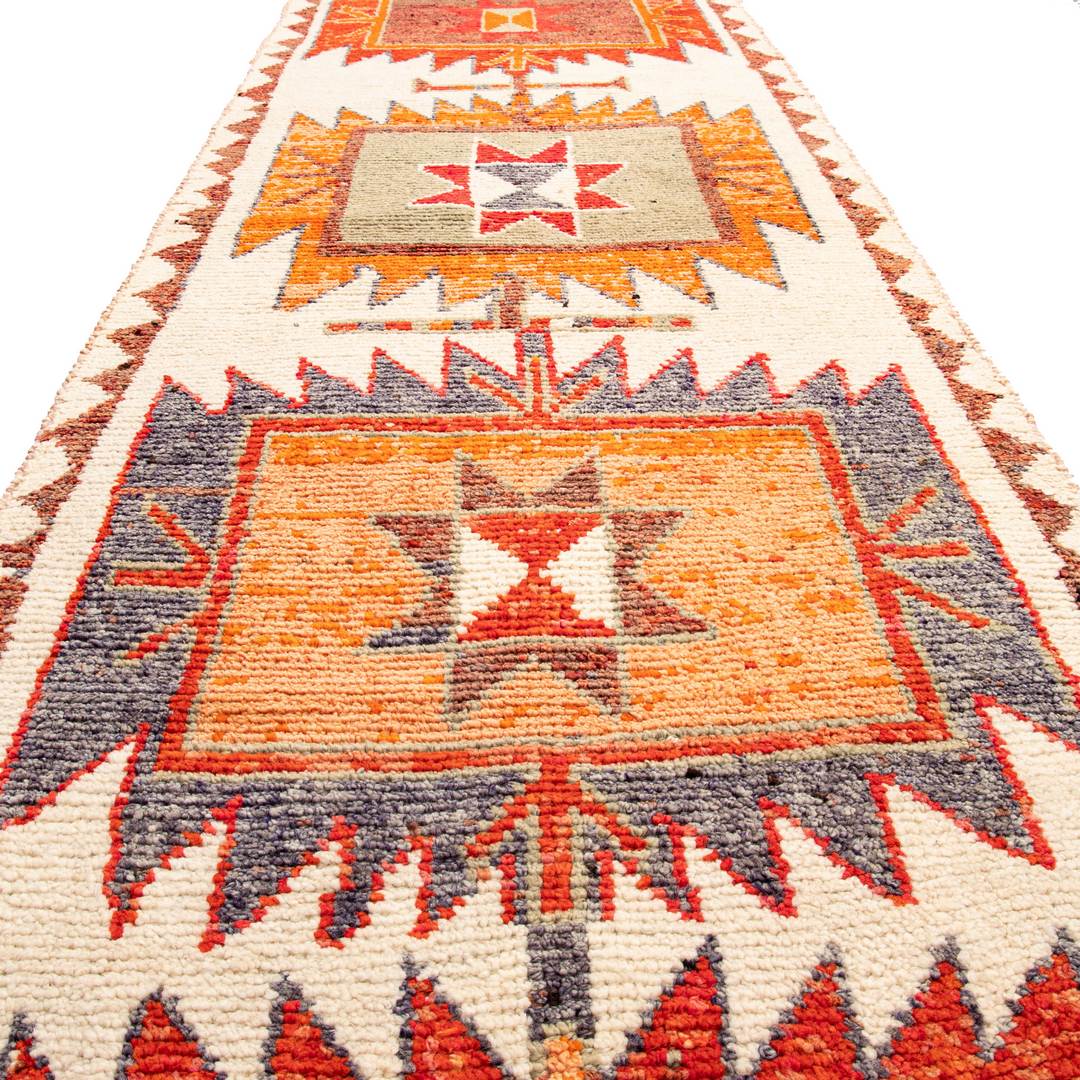 Oriental Turkish Runner Rug Handmade Wool On Wool Anatolia 357 X 98 Cm - 11' 9'' X 3' 3'' Orange C011