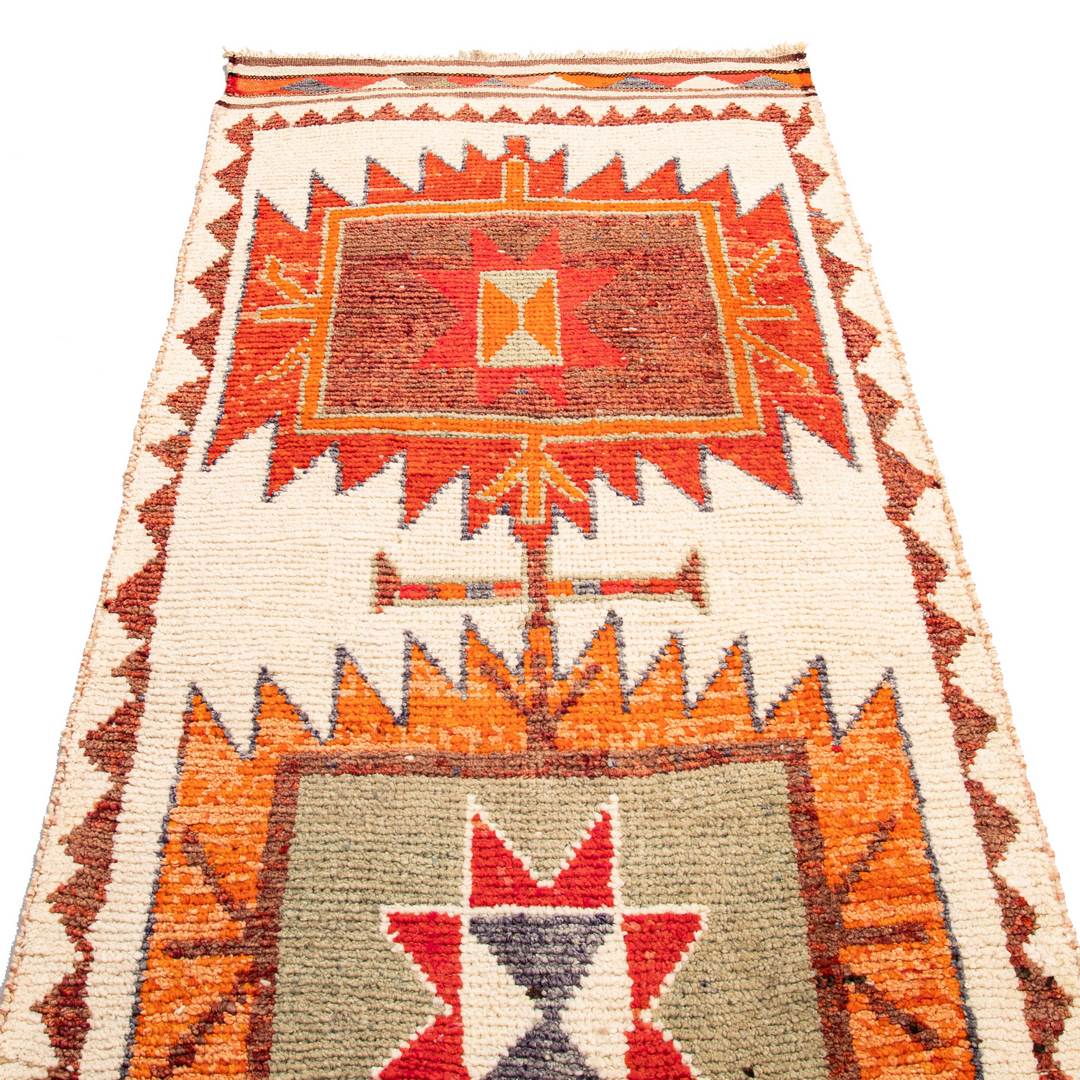 Oriental Turkish Runner Rug Handmade Wool On Wool Anatolia 357 X 98 Cm - 11' 9'' X 3' 3'' Orange C011