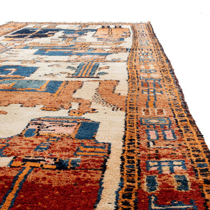 Oriental Turkish Runner Rug Handmade Wool On Wool Anatolia 373 X 137 Cm - 12' 3'' X 4' 6'' Orange C011