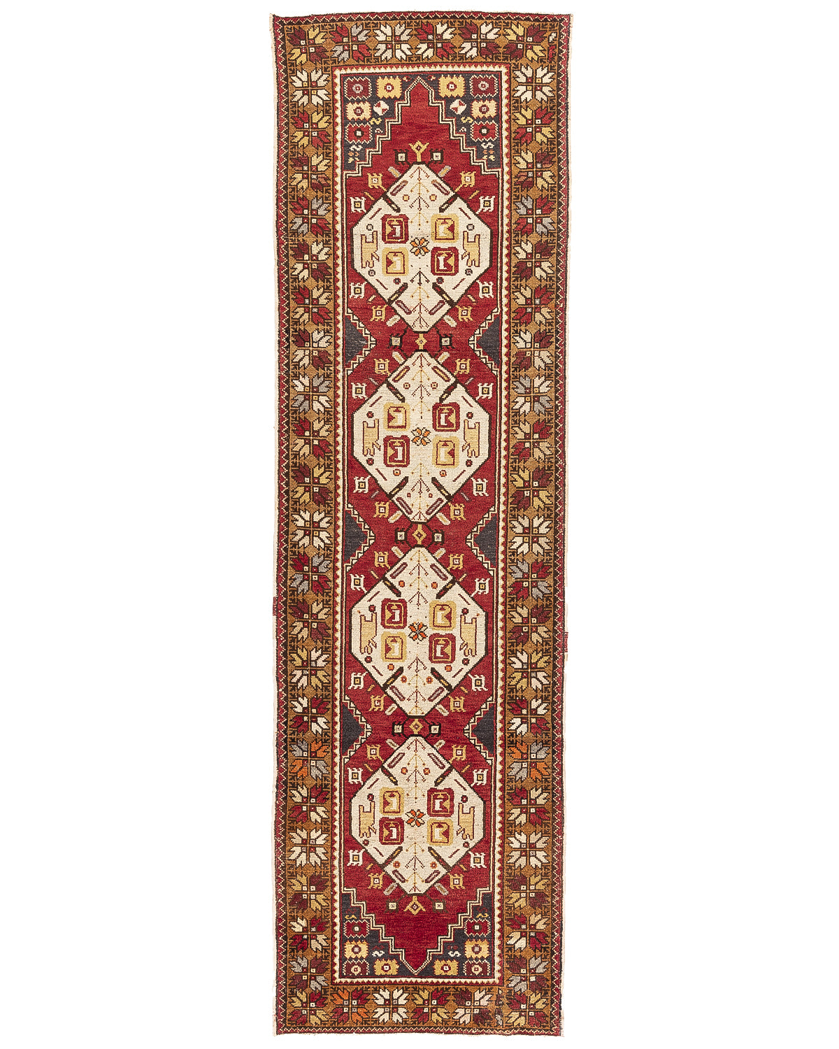 Oriental Turkish Runner Rug Handmade Wool On Wool Anatolia 90 X 310 Cm - 3' X 10' 3'' Multicolor C016