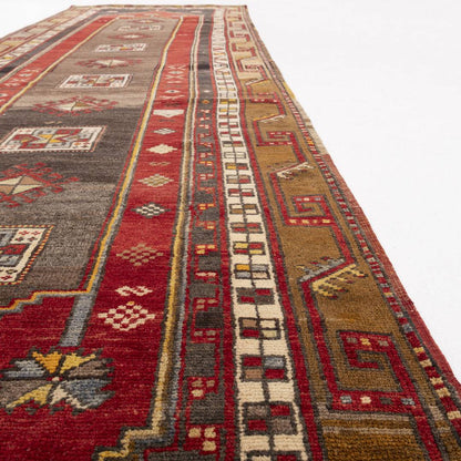 Oriental Turkish Runner Rug Handmade Wool On Wool Anatolian 102 X 342 Cm - 3' 5'' X 11' 3'' Red C014