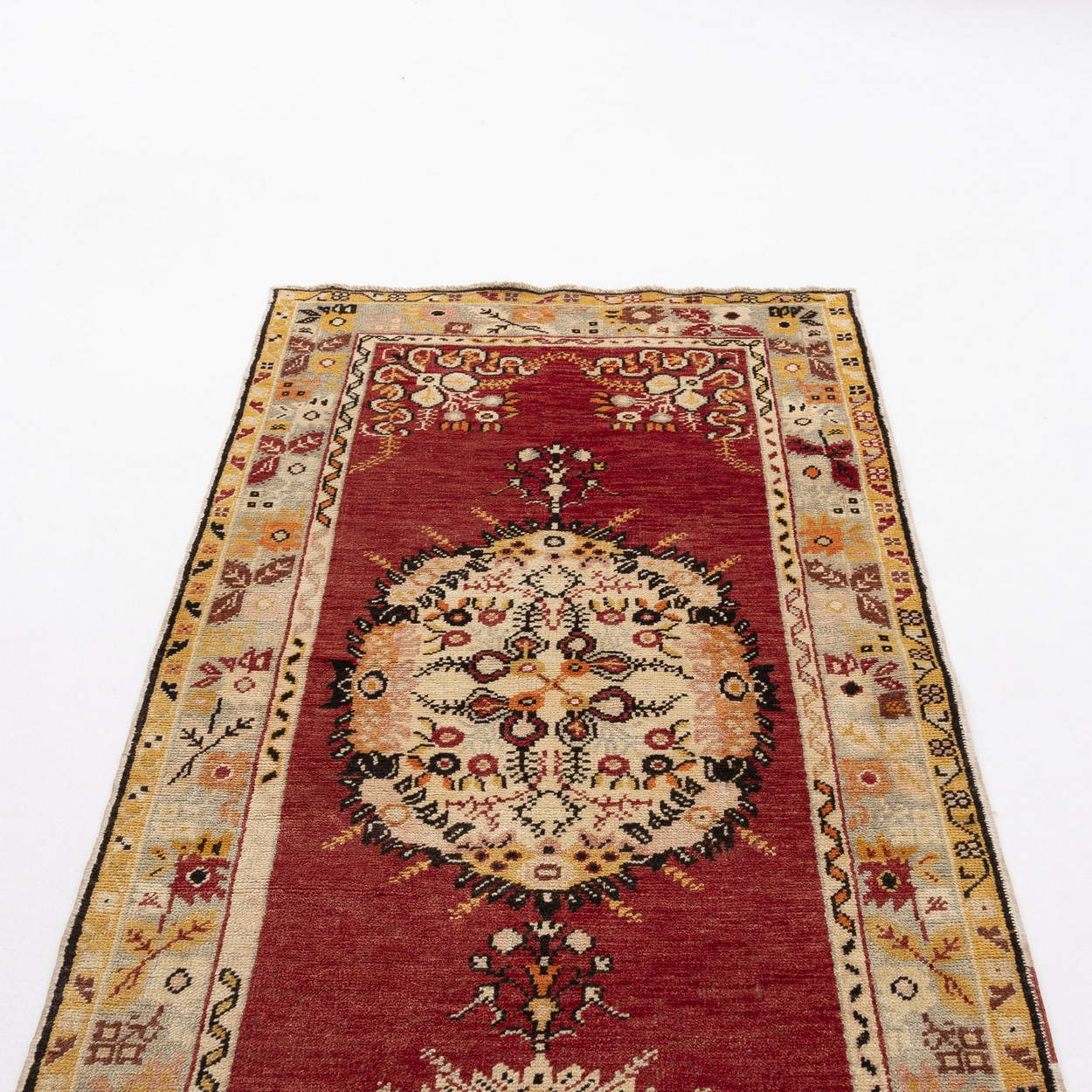 Oriental Turkish Runner Rug Handmade Wool On Wool Anatolian 103 X 364 Cm - 3' 5'' X 12' Red C014