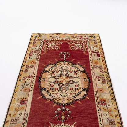 Oriental Turkish Runner Rug Handmade Wool On Wool Anatolian 103 X 364 Cm - 3' 5'' X 12' Red C014