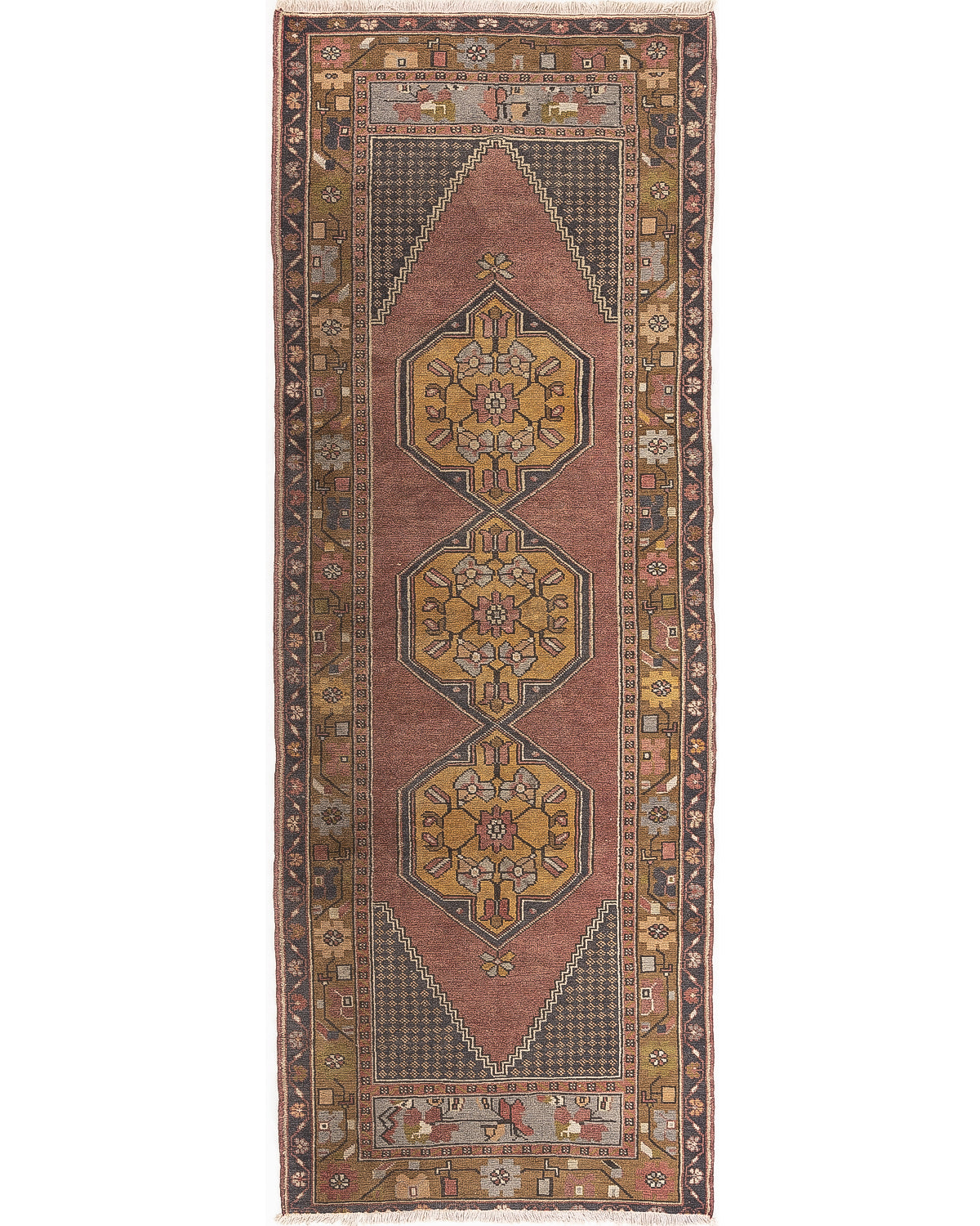 Oriental Turkish Runner Rug Handmade Wool On Wool Anatolian 104 X 284 Cm - 3' 5'' X 9' 4'' Multicolor C016