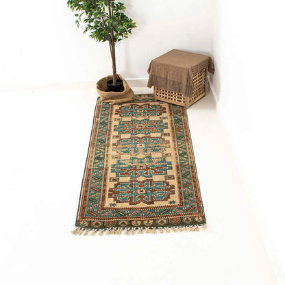 Oriental Turkish Runner Rug Handmade Wool On Wool Anatolian 105 X 249 Cm - 3' 6'' X 8' 3'' Turquosie C019