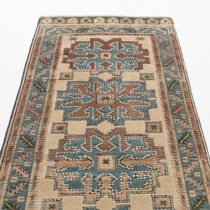 Oriental Turkish Runner Rug Handmade Wool On Wool Anatolian 105 X 249 Cm - 3' 6'' X 8' 3'' Turquosie C019