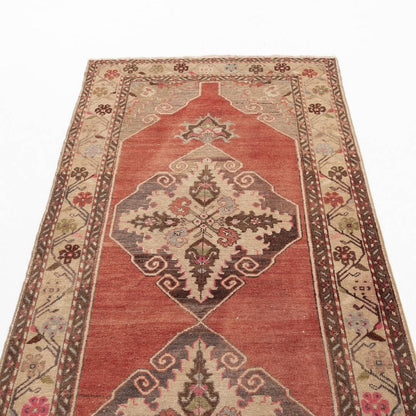 Oriental Turkish Runner Rug Handmade Wool On Wool Anatolian 105 X 315 Cm - 3' 6'' X 10' 5'' Red C014