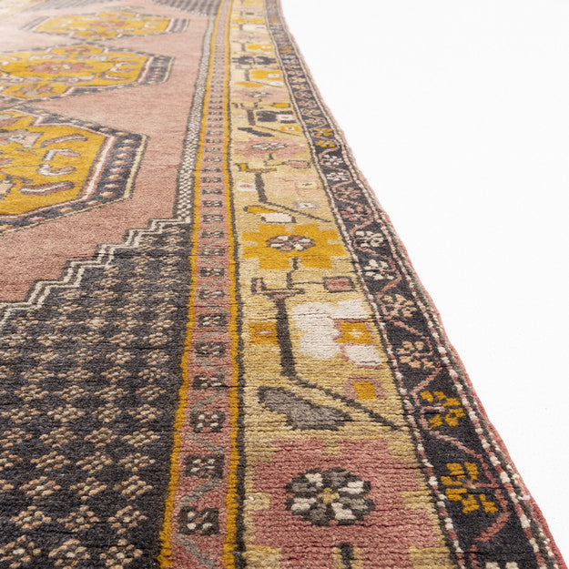 Oriental Turkish Runner Rug Handmade Wool On Wool Anatolian 106 X 295 Cm - 3' 6'' X 9' 9'' Pink C004