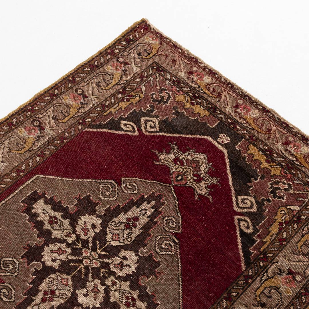 Oriental Turkish Runner Rug Handmade Wool On Wool Anatolian 107 X 327 Cm - 3' 7'' X 10' 9'' Burgundy C021