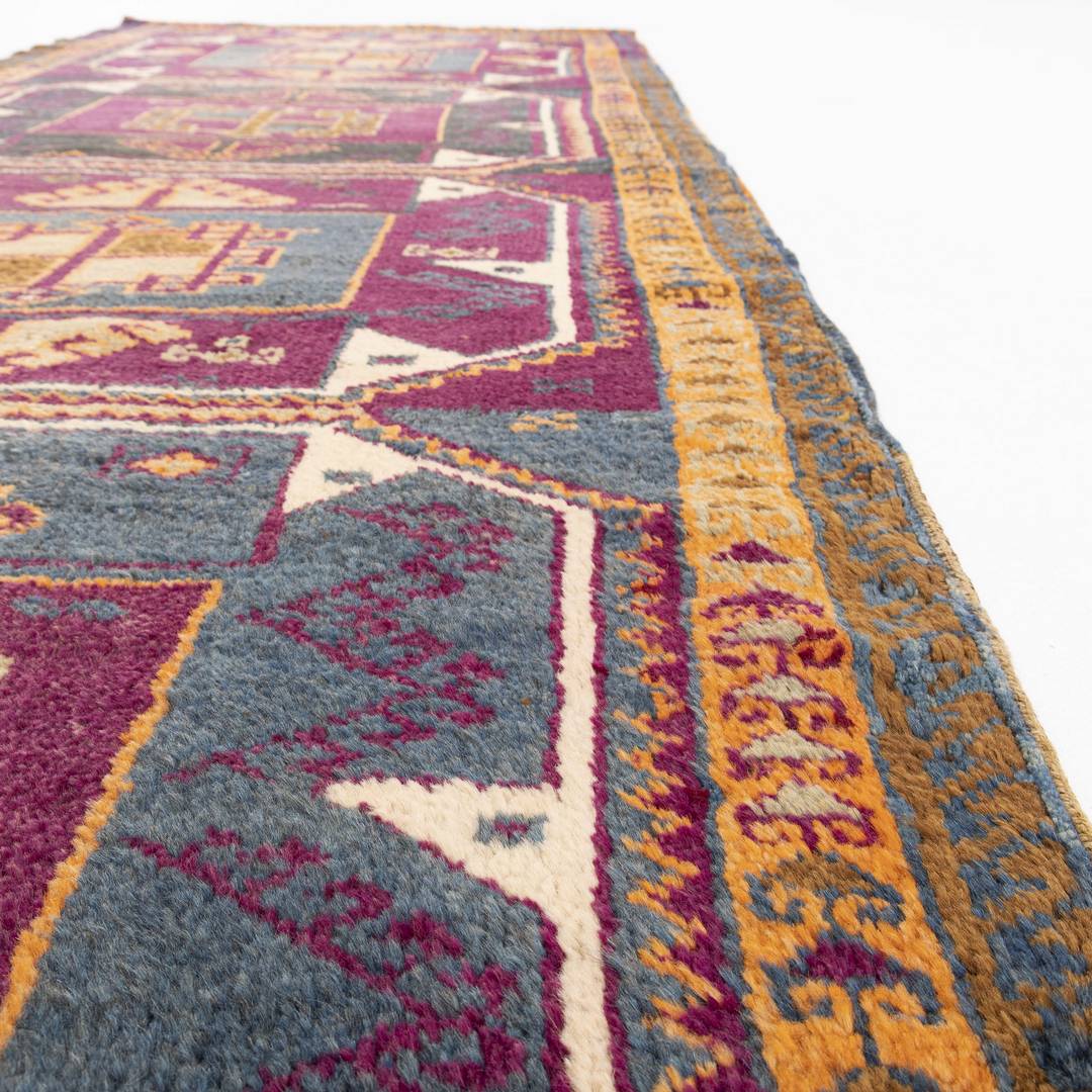 Oriental Turkish Runner Rug Handmade Wool On Wool Anatolian 108 X 276 Cm - 3' 7'' X 9' 1'' Purple C017