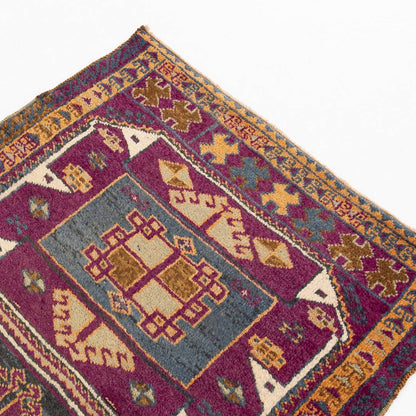 Oriental Turkish Runner Rug Handmade Wool On Wool Anatolian 108 X 276 Cm - 3' 7'' X 9' 1'' Purple C017