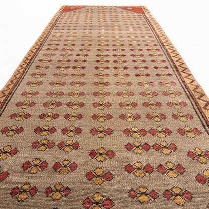 Oriental Turkish Runner Rug Handmade Wool On Wool Anatolian 108 X 321 Cm - 3' 7'' X 10' 7'' Stone C009