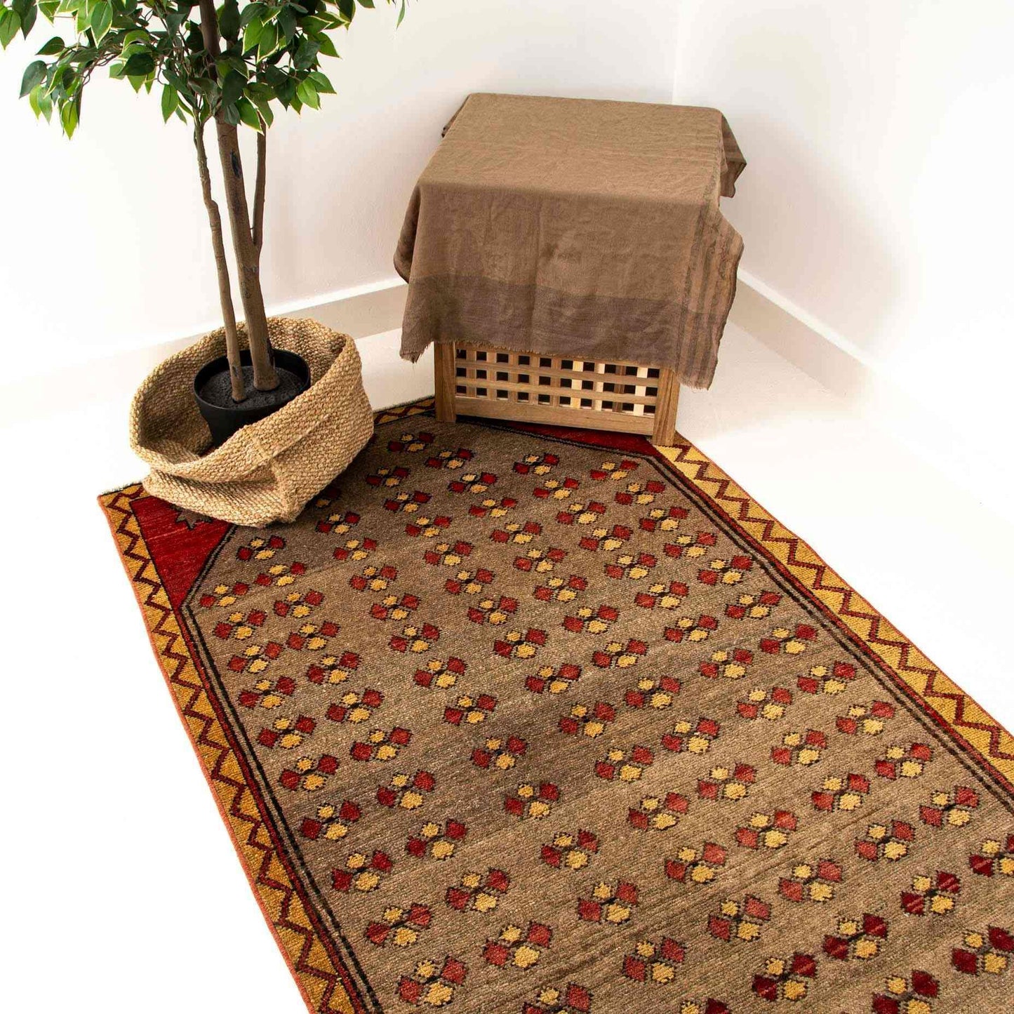 Oriental Turkish Runner Rug Handmade Wool On Wool Anatolian 108 X 321 Cm - 3' 7'' X 10' 7'' Stone C009