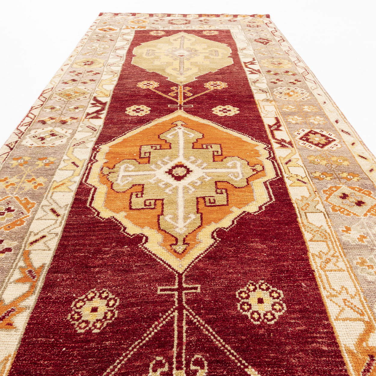 Oriental Turkish Runner Rug Handmade Wool On Wool Anatolian 112 X 303 Cm - 3' 9'' X 10' Red C014