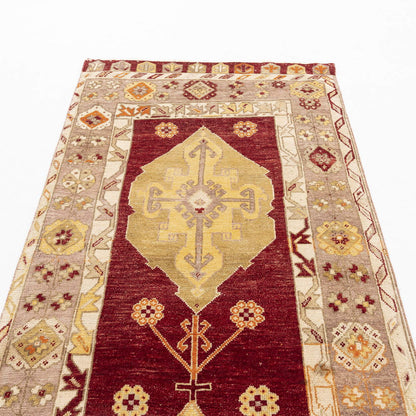 Oriental Turkish Runner Rug Handmade Wool On Wool Anatolian 112 X 303 Cm - 3' 9'' X 10' Red C014