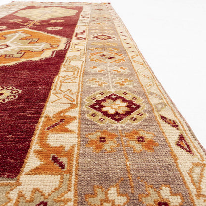 Oriental Turkish Runner Rug Handmade Wool On Wool Anatolian 112 X 303 Cm - 3' 9'' X 10' Red C014