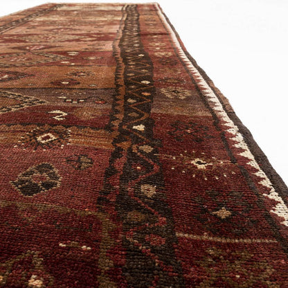 Oriental Turkish Runner Rug Handmade Wool On Wool Anatolian 121 X 357 Cm - 4' X 11' 9'' Brown C005