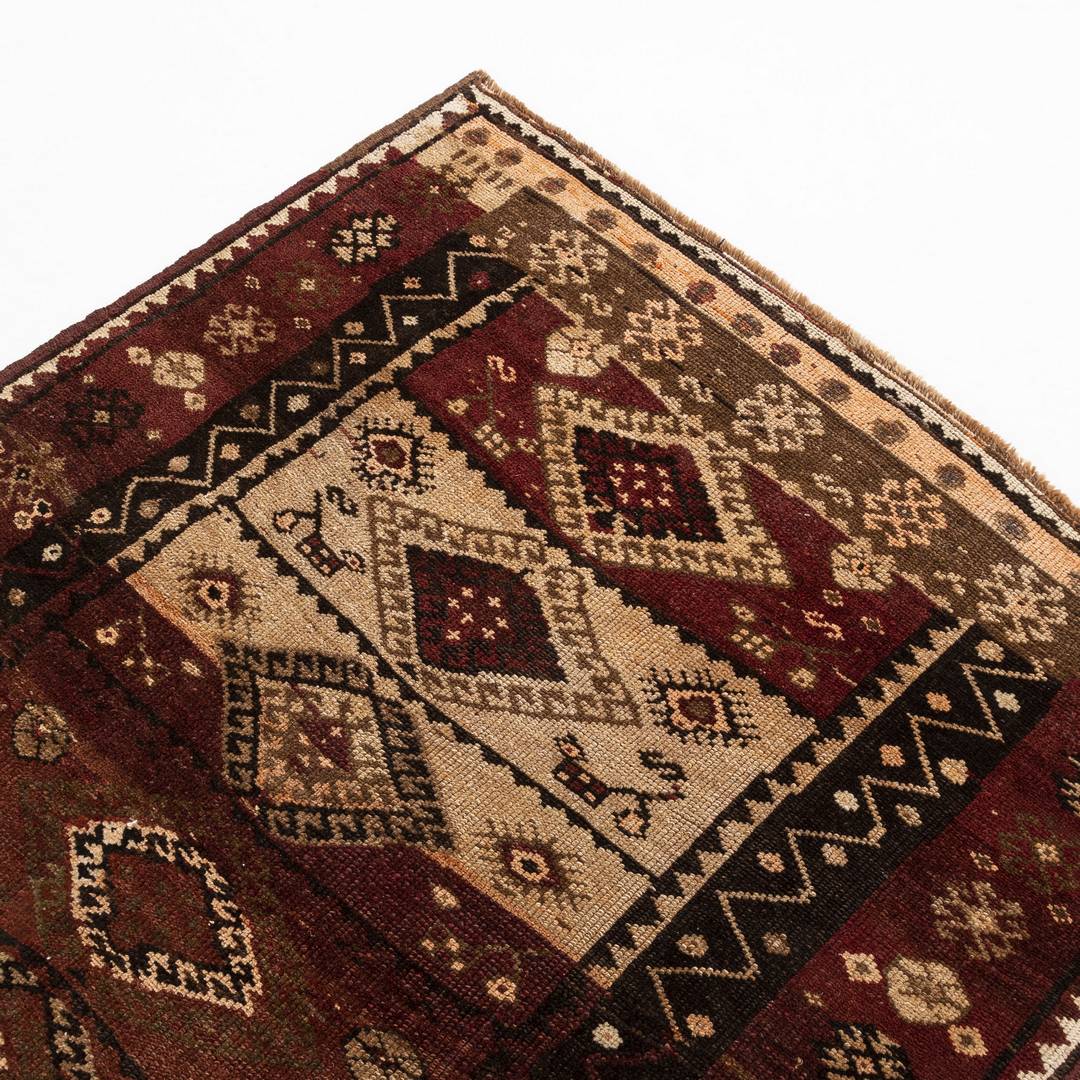 Oriental Turkish Runner Rug Handmade Wool On Wool Anatolian 121 X 357 Cm - 4' X 11' 9'' Brown C005