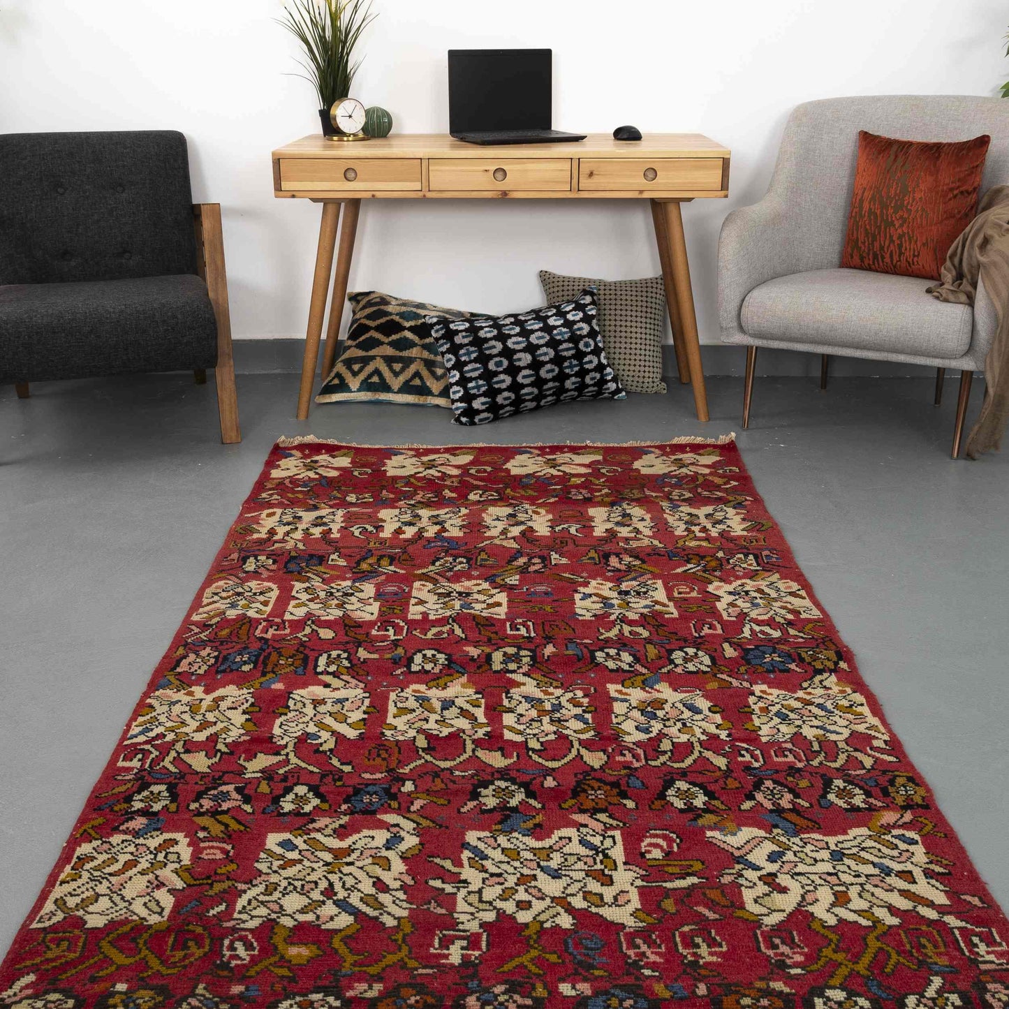 Oriental Turkish Runner Rug Handmade Wool On Wool Anatolian 124 X 277 Cm - 4' 1'' X 9' 2'' Red C014