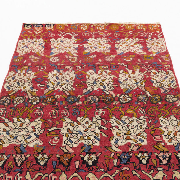 Oriental Turkish Runner Rug Handmade Wool On Wool Anatolian 124 X 277 Cm - 4' 1'' X 9' 2'' Red C014