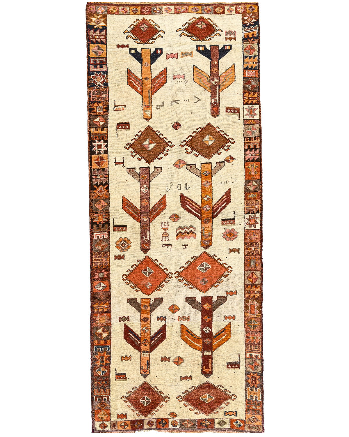 Oriental Turkish Runner Rug Handmade Wool On Wool Anatolian 125 X 315 Cm - 4' 2'' X 10' 5'' Orange C014