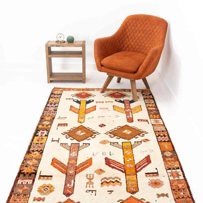 Oriental Turkish Runner Rug Handmade Wool On Wool Anatolian 125 X 315 Cm - 4' 2'' X 10' 5'' Orange C014