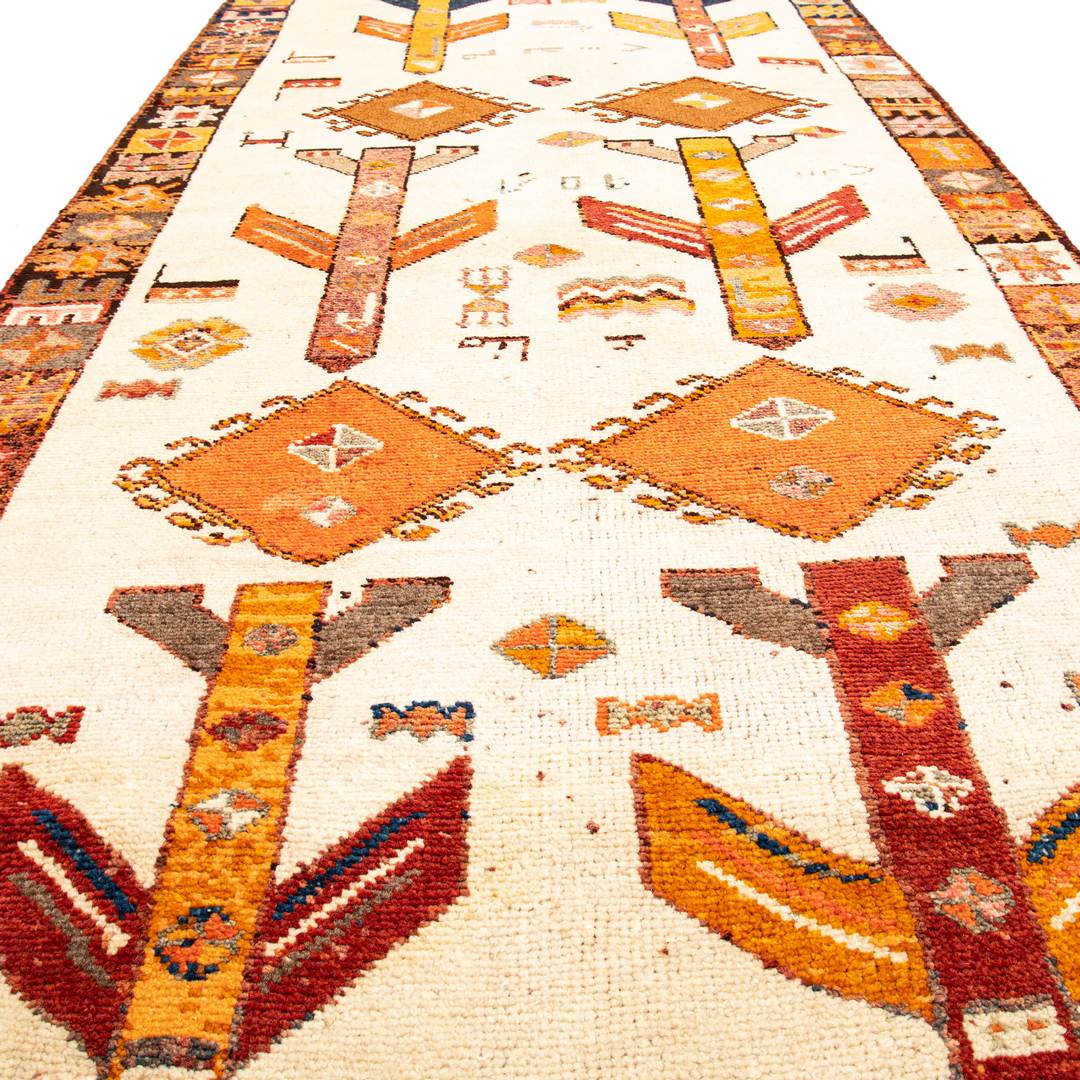 Oriental Turkish Runner Rug Handmade Wool On Wool Anatolian 125 X 315 Cm - 4' 2'' X 10' 5'' Orange C014