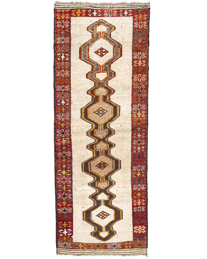 Oriental Turkish Runner Rug Handmade Wool On Wool Anatolian 128 X 350 Cm - 4' 3'' X 11' 6'' Multicolor C016