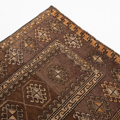 Oriental Turkish Runner Rug Handmade Wool On Wool Anatolian 128 X 385 Cm - 4' 3'' X 12' 8'' Brown C005