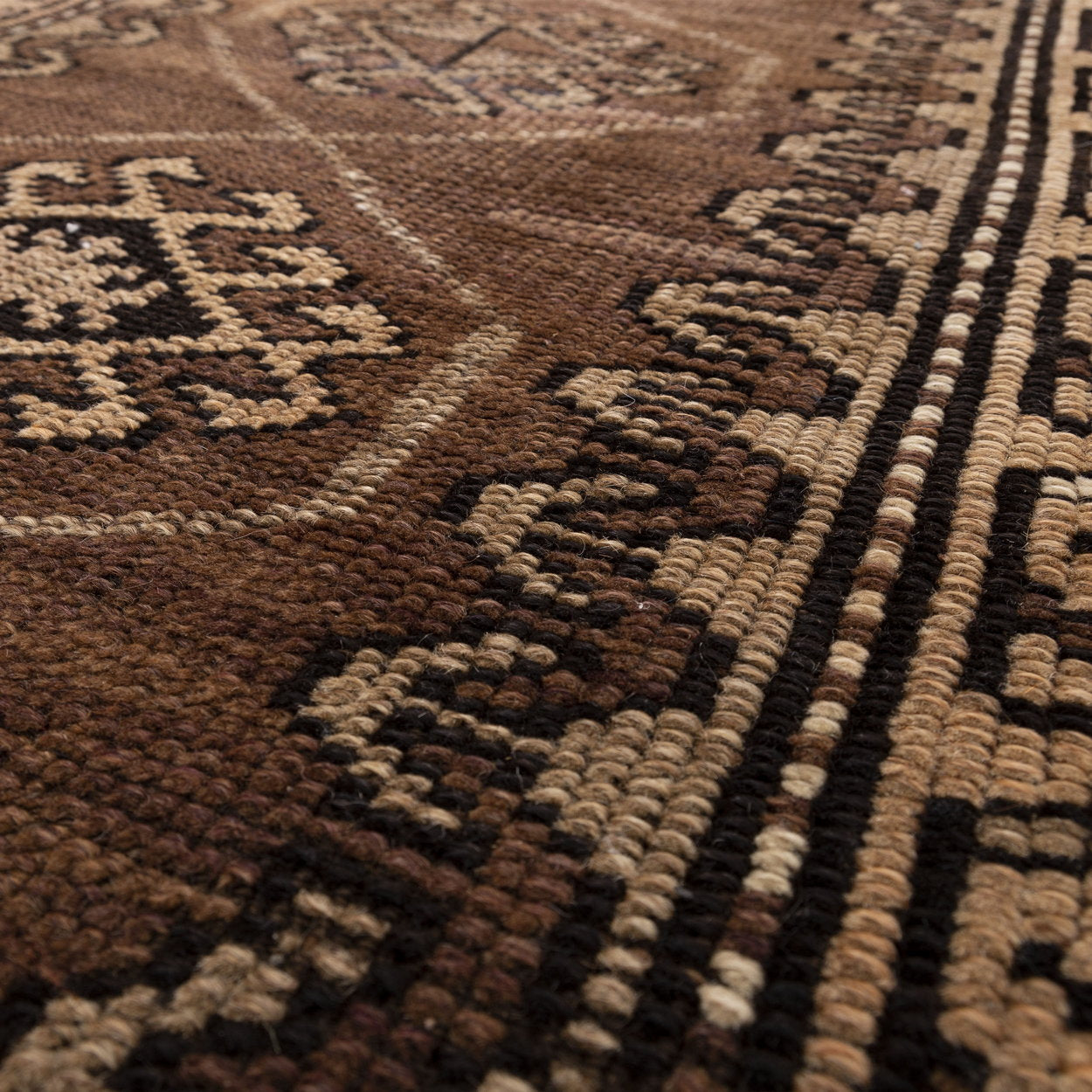 Oriental Turkish Runner Rug Handmade Wool On Wool Anatolian 128 X 385 Cm - 4' 3'' X 12' 8'' Brown C005