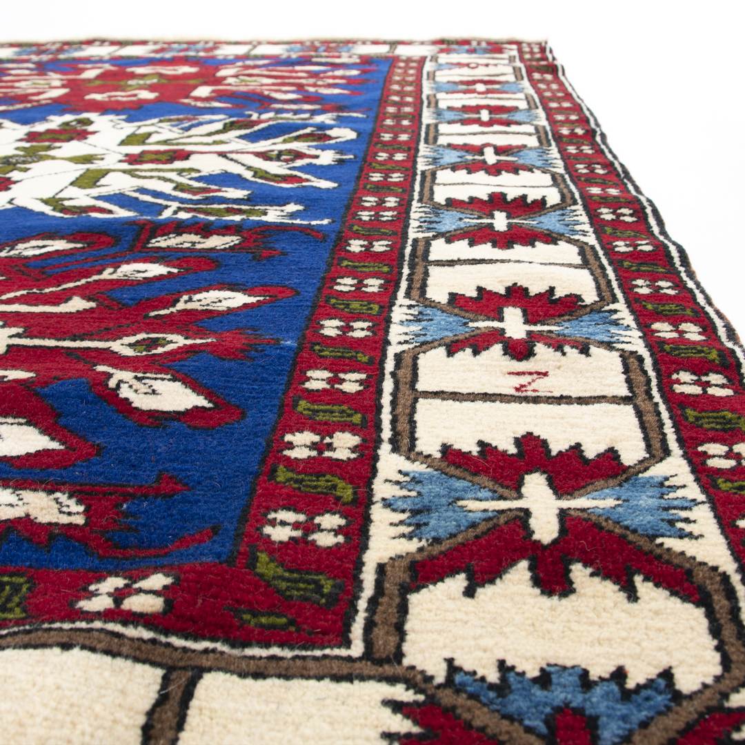 Oriental Turkish Rug Handmade Wool On Wool Anatolian 134 X 200 Cm - 4' 5'' X 6' 7'' Navy Blue C010 ER01