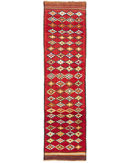 Oriental Turkish Runner Rug Handmade Wool On Wool Anatolian 283 X 78 Cm - 9' 4'' X 2' 7'' Red C014