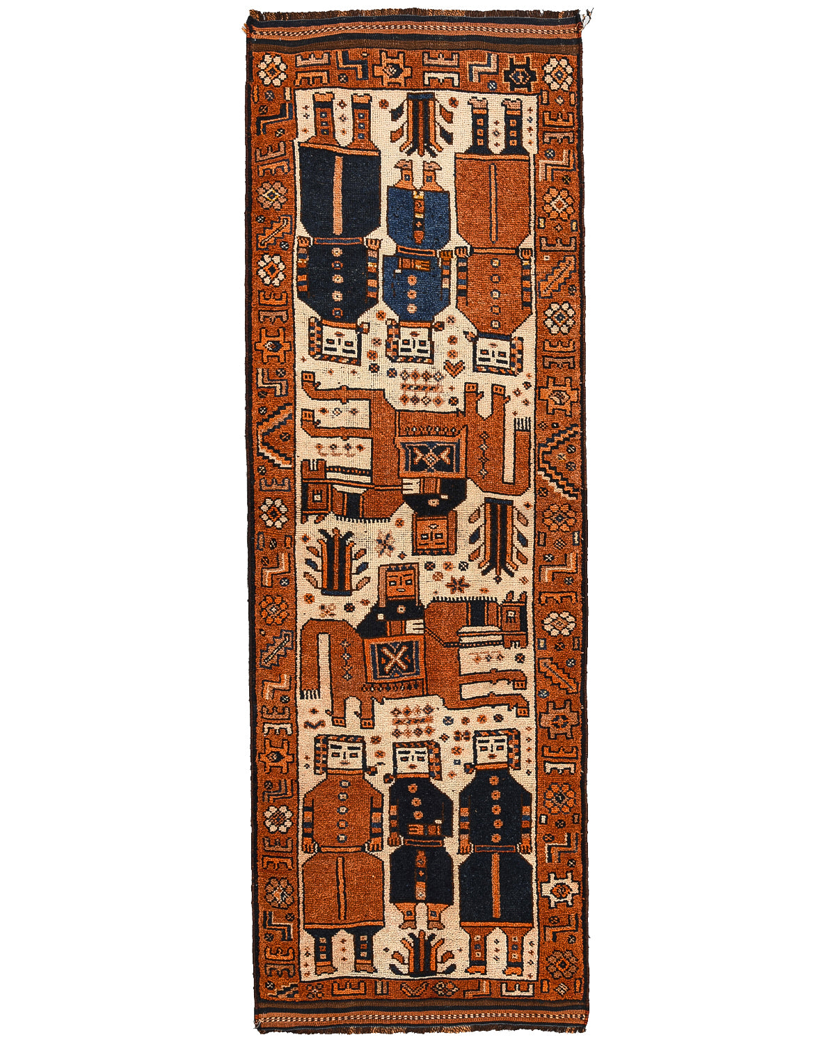 Oriental Turkish Runner Rug Handmade Wool On Wool Anatolian 315 X 110 Cm - 10' 5'' X 3' 8'' Orange C011